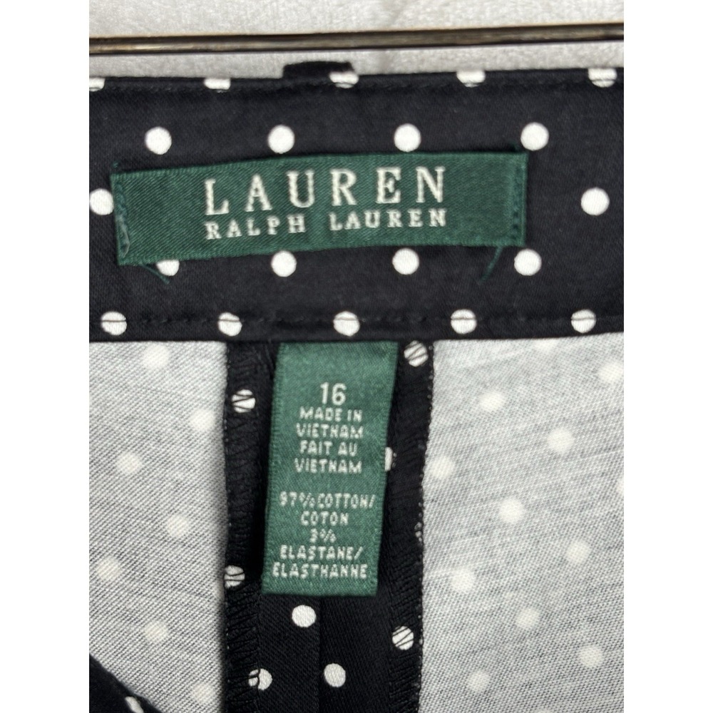 Lauren Ralph Lauren Womens Sz 16 Black/White Stretch Polka Dot Ankle Pants - Picture 4 of 16